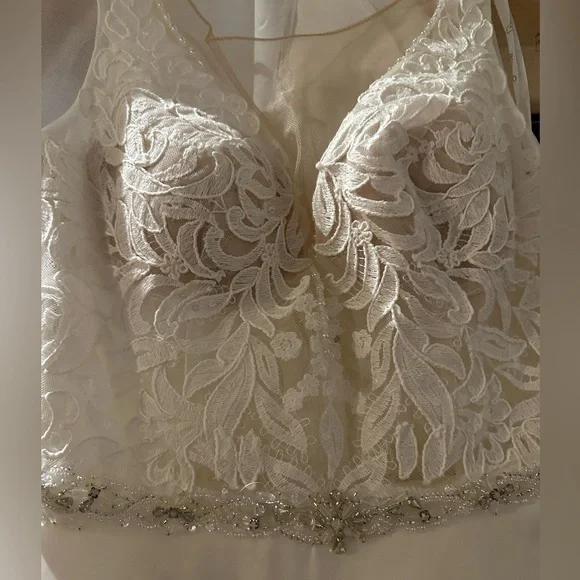 Elegant Cream Lace Wedding Dress - Picture 3 of 14